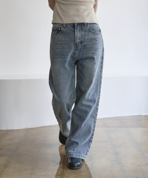 UNE MANSION（ユヌマンション）の「【低身長 / 高身長用 サイズ＆丈が選べるカラーパンツ】【 4color ／ ３size／ 3lengths 】【 足長効果あり】ベーシックセミストレートワイドビンテージデニム（デニムパンツ・レディース・ライトブルー/ブルー/ダークブルー/ブルー系その他・S-Short/S-Regular/S-Long/M-Short/M-Regular/M-Long/L-Short/L-Regular/L-Long）」の15枚目の写真