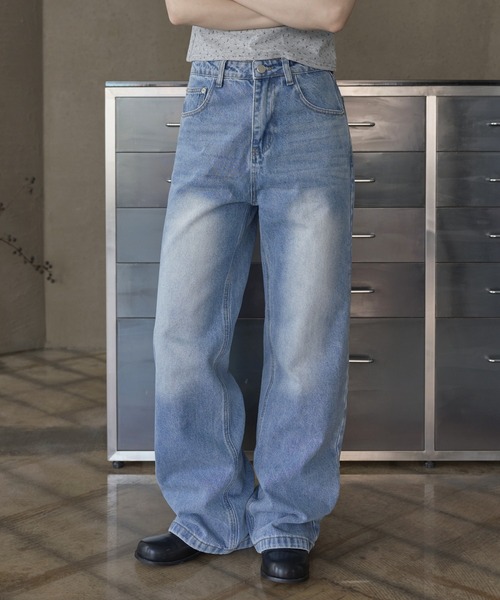 UNE MANSION（ユヌマンション）の「【低身長 / 高身長用 サイズ＆丈が選べるカラーパンツ】【 4color ／ ３size／ 3lengths 】【 足長効果あり】ベーシックセミストレートワイドビンテージデニム（デニムパンツ・レディース・ライトブルー/ブルー/ダークブルー/ブルー系その他・S-Short/S-Regular/S-Long/M-Short/M-Regular/M-Long/L-Short/L-Regular/L-Long）」の21枚目の写真