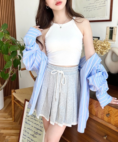 セール】裾レーススウェットプリーツスカート（スカート）｜moment+