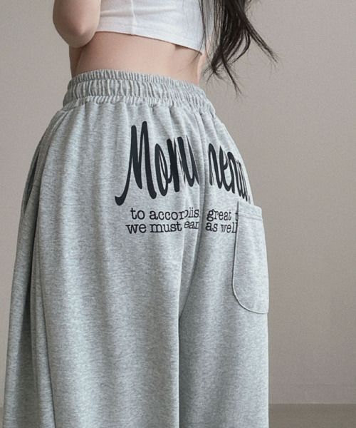 バッグプリントワイドスエットパンツ