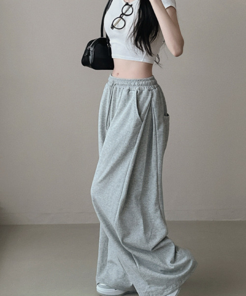 バッグプリントワイドスエットパンツ