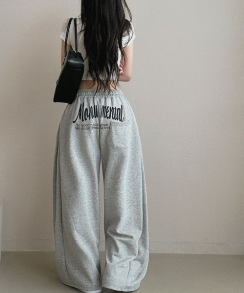 バッグプリントワイドスエットパンツ