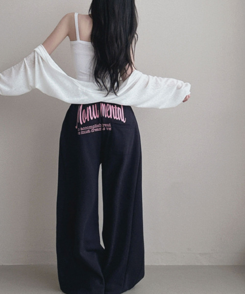 バッグプリントワイドスエットパンツ