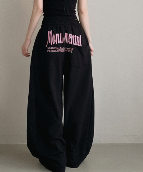 VIVID LADY（ビビッドレディー）の「バッグプリントワイドスエットパンツ　カーブスエットパンツ（スウェットパンツ・レディース・ネイビー/グレー/ブラック・FREE）」の22枚目の写真
