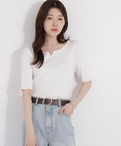 PROPORTION BODY DRESSING（プロポーションボディドレッシング）の「ヘンリーネックリブニット / 1215170503（ニット/セーター・レディース・ブラック/オレンジ/ブルー/ホワイト系その他・SMALL/MEDIUM）」の3枚目の写真