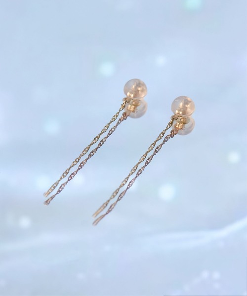 JUPITER(ジュピター)の「【K10】ダブルスクリューチェーンピアスキャッチ/4cm<動画あり>(ピアス(両耳用)・レディース・ゴールド・FREE)」の8枚目の写真