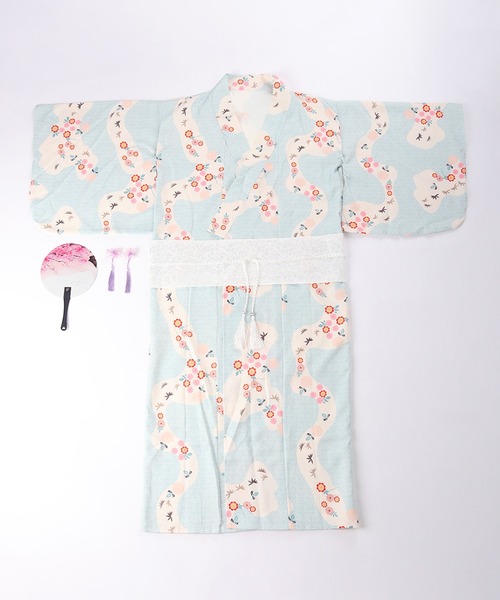 浴衣　帯・髪飾りセット WESTSEA 浴衣 レディース 帯 髪飾り うちわ 4点セット
