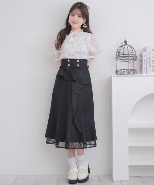 ブラウス シャツ ラッフル花柄ブラウス レディース archives ブラウス シャツ 花柄アソートラッフルフリルミドル