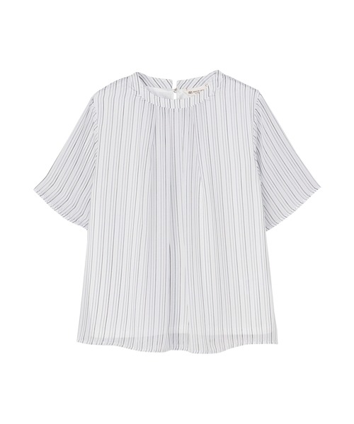 TOKYO SHIRTS(トウキョウシャツ)の「ストライプシフォンブラウス 五分袖(シャツ/ブラウス・レディース・ネイビー/ブルー/グレー・M/LL/L)」の1枚目の写真