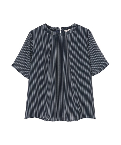 TOKYO SHIRTS(トウキョウシャツ)の「ストライプシフォンブラウス 五分袖(シャツ/ブラウス・レディース・ネイビー/ブルー/グレー・M/LL/L)」の6枚目の写真