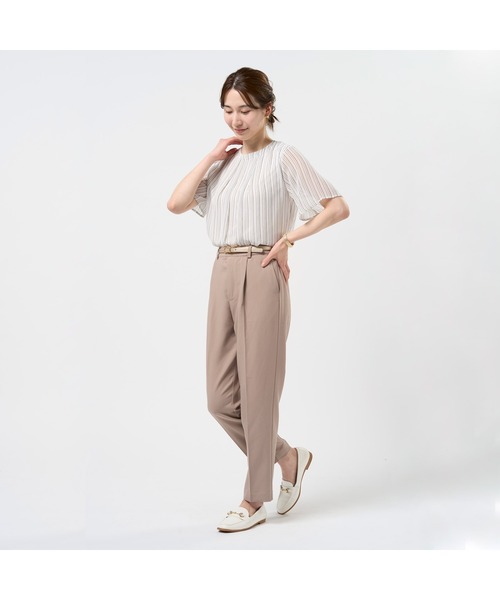 TOKYO SHIRTS(トウキョウシャツ)の「ストライプシフォンブラウス 五分袖(シャツ/ブラウス・レディース・ネイビー/ブルー/グレー・M/LL/L)」の7枚目の写真