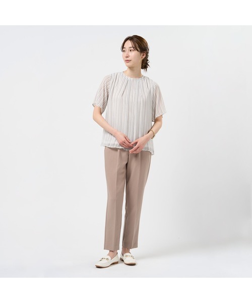 TOKYO SHIRTS(トウキョウシャツ)の「ストライプシフォンブラウス 五分袖(シャツ/ブラウス・レディース・ネイビー/ブルー/グレー・M/LL/L)」の8枚目の写真