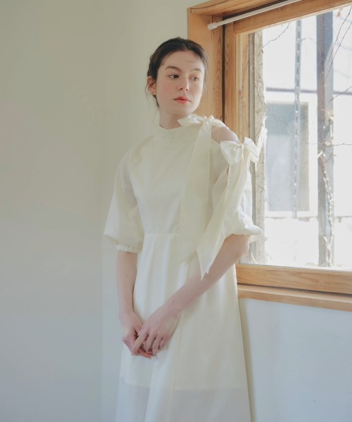 NOTREemor（ノートルエモア）の「point ribbon shirt dress（ワンピース・レディース・Moca/クリーム・FREE）」の8枚目の写真