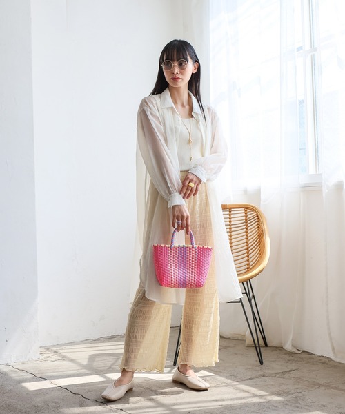 VitaFelice（ヴィータフェリーチェ）の「カラフルメルカドミニバッグ マルシェバッグ かごバッグ プラかごバッグ トートバッグ（かごバッグ・レディース・ホワイト/ブルー/レッド/ピンク・FREE）」の10枚目の写真