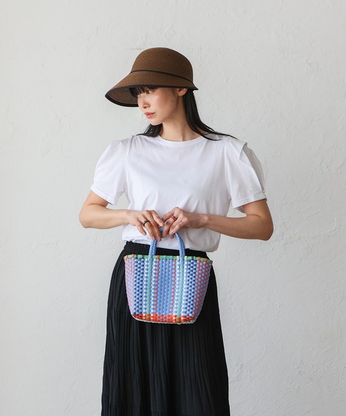 VitaFelice（ヴィータフェリーチェ）の「カラフルメルカドミニバッグ マルシェバッグ かごバッグ プラかごバッグ トートバッグ（かごバッグ・レディース・ホワイト/ブルー/レッド/ピンク・FREE）」の13枚目の写真