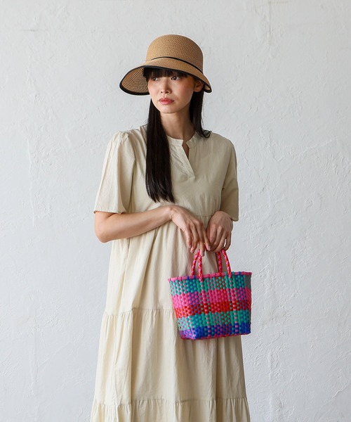 VitaFelice（ヴィータフェリーチェ）の「カラフルメルカドミニバッグ マルシェバッグ かごバッグ プラかごバッグ トートバッグ（かごバッグ・レディース・ホワイト/ブルー/レッド/ピンク・FREE）」の15枚目の写真