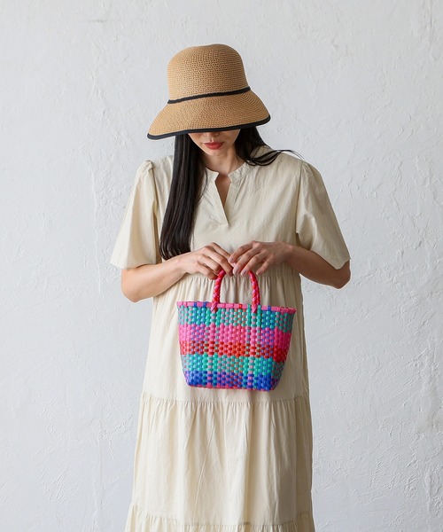 VitaFelice（ヴィータフェリーチェ）の「カラフルメルカドミニバッグ マルシェバッグ かごバッグ プラかごバッグ トートバッグ（かごバッグ・レディース・ホワイト/ブルー/レッド/ピンク・FREE）」の16枚目の写真
