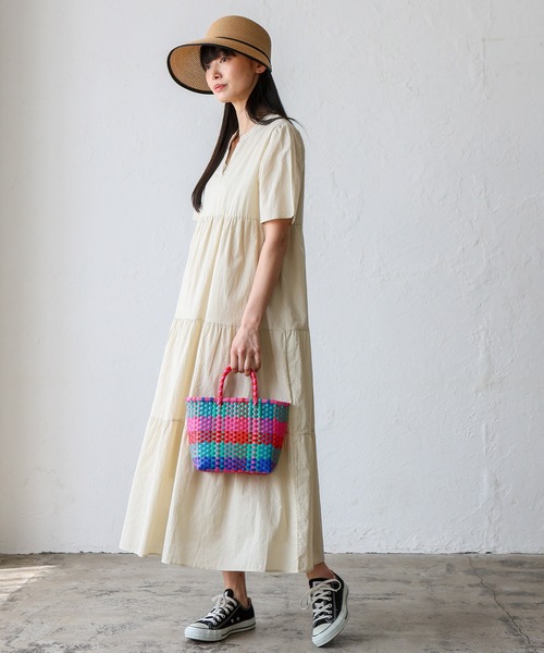 VitaFelice（ヴィータフェリーチェ）の「カラフルメルカドミニバッグ マルシェバッグ かごバッグ プラかごバッグ トートバッグ（かごバッグ・レディース・ホワイト/ブルー/レッド/ピンク・FREE）」の18枚目の写真