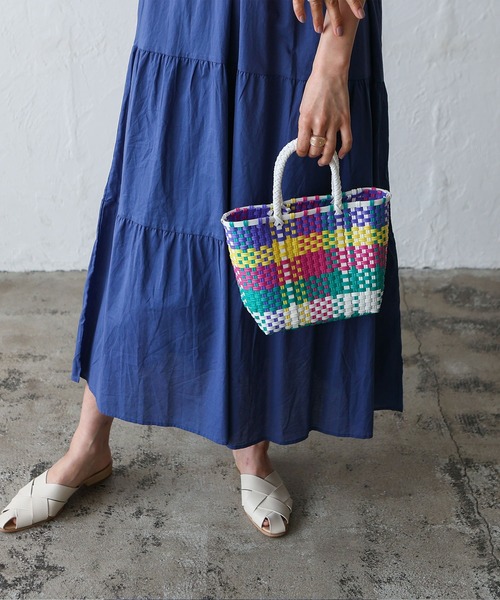 VitaFelice（ヴィータフェリーチェ）の「カラフルメルカドミニバッグ マルシェバッグ かごバッグ プラかごバッグ トートバッグ（かごバッグ・レディース・ホワイト/ブルー/レッド/ピンク・FREE）」の21枚目の写真