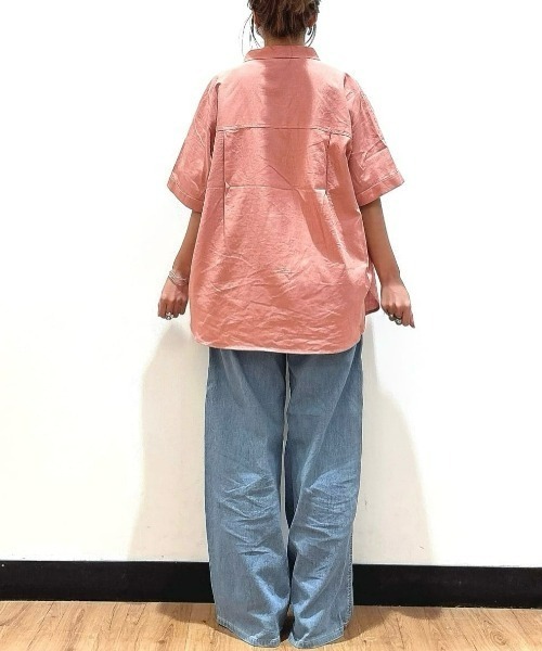 Right-on(ライトオン)の「【HONEYSUCKLE ROSE】リネン混半袖シャツ(シャツ/ブラウス・レディース・ブラック/オレンジ/ベージュ・M/L)」の7枚目の写真