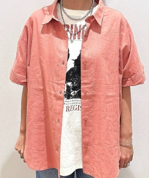 Right-on(ライトオン)の「【HONEYSUCKLE ROSE】リネン混半袖シャツ(シャツ/ブラウス・レディース・ブラック/オレンジ/ベージュ・M/L)」の8枚目の写真