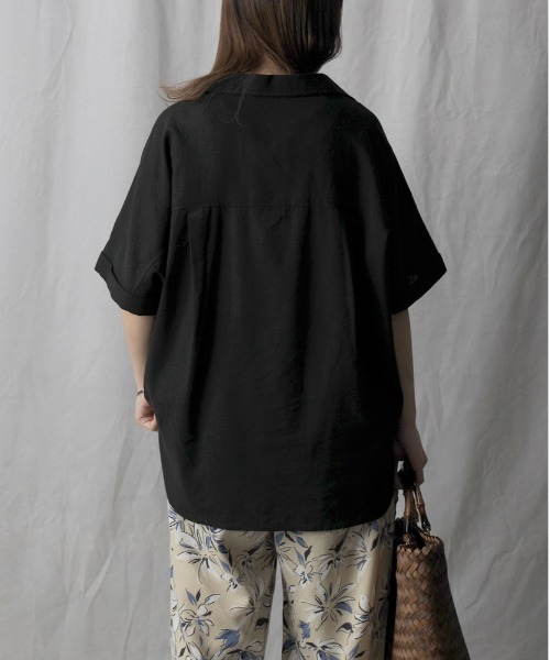 Right-on(ライトオン)の「【HONEYSUCKLE ROSE】リネン混半袖シャツ(シャツ/ブラウス・レディース・ブラック/オレンジ/ベージュ・M/L)」の19枚目の写真