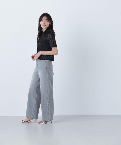 NATURAL BEAUTY BASIC（ナチュラルビューティーベーシック）の「◇クロップドレースシャツ（シャツ/ブラウス・レディース・ブラック/オフホワイト・SMALL/MEDIUM）」の21枚目の写真