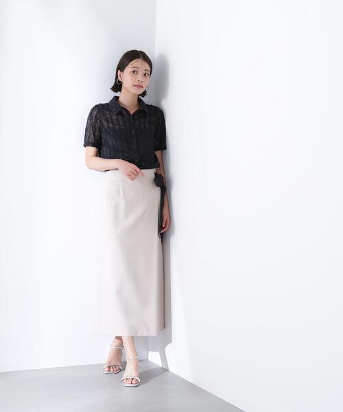 NATURAL BEAUTY BASIC（ナチュラルビューティーベーシック）の「◇クロップドレースシャツ（シャツ/ブラウス・レディース・ブラック/オフホワイト・SMALL/MEDIUM）」の19枚目の写真