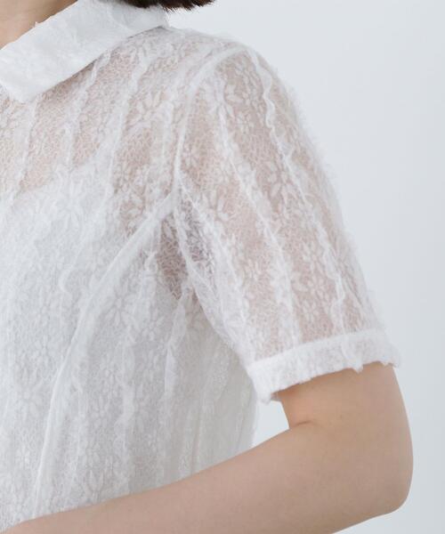 NATURAL BEAUTY BASIC（ナチュラルビューティーベーシック）の「◇クロップドレースシャツ（シャツ/ブラウス・レディース・ブラック/オフホワイト・SMALL/MEDIUM）」の5枚目の写真