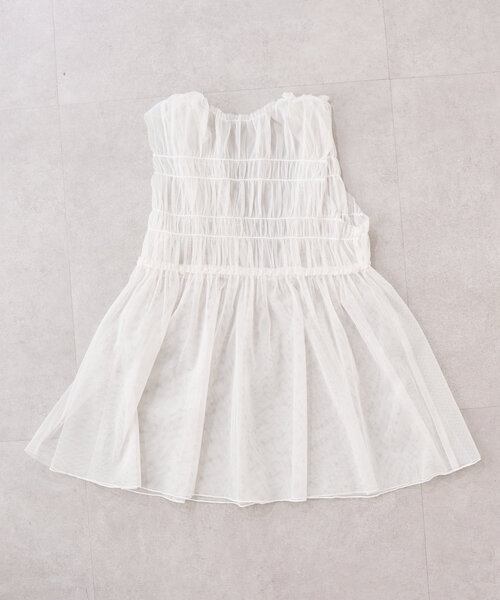 CIAOPANIC TYPY(チャオパニックティピー)の「【WEB限定】【KIDS】シャーリングチュール2WAYワンピース(ワンピース・キッズ・ホワイト/ブラック・XX-LARGE/MEDIUM/X-LARGE)」の6枚目の写真