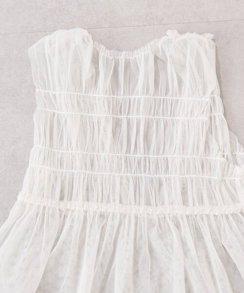 CIAOPANIC TYPY(チャオパニックティピー)の「【WEB限定】【KIDS】シャーリングチュール2WAYワンピース(ワンピース・キッズ・ホワイト/ブラック・XX-LARGE/MEDIUM/X-LARGE)」の5枚目の写真