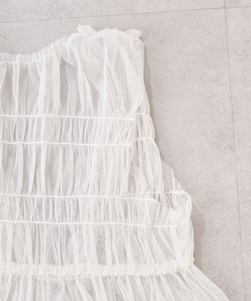 CIAOPANIC TYPY(チャオパニックティピー)の「【WEB限定】【KIDS】シャーリングチュール2WAYワンピース(ワンピース・キッズ・ホワイト/ブラック・XX-LARGE/MEDIUM/X-LARGE)」の4枚目の写真