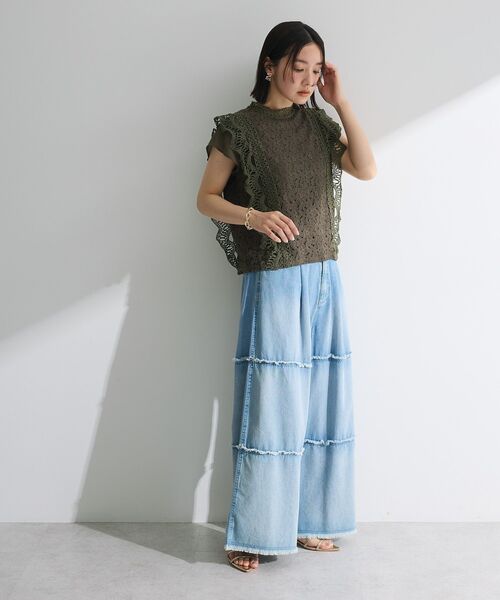 Petit fleur（プチフルール）の「・Petit Fleur フレンチレーシーブラウス（シャツ/ブラウス・レディース・ブラック/オフホワイト/チャコールグレー/ピンク/ミント/カーキ/アイボリー/ブラウン・FREE）」の10枚目の写真