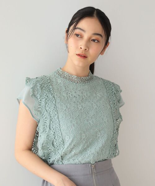 Petit fleur（プチフルール）の「・Petit Fleur フレンチレーシーブラウス（シャツ/ブラウス・レディース・ブラック/オフホワイト/チャコールグレー/ピンク/ミント/カーキ/アイボリー/ブラウン・FREE）」の16枚目の写真