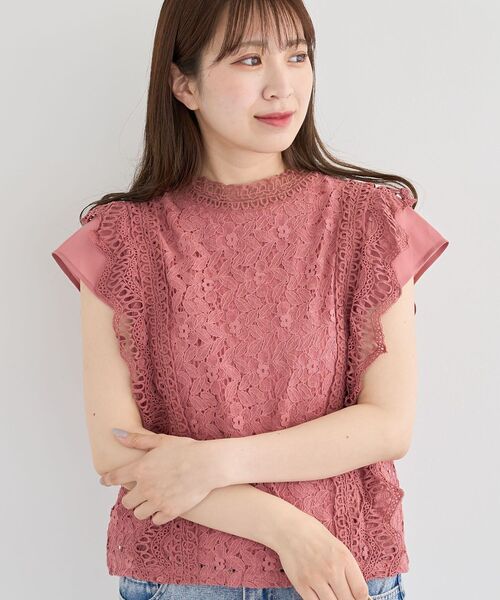 Petit fleur（プチフルール）の「・Petit Fleur フレンチレーシーブラウス（シャツ/ブラウス・レディース・ブラック/オフホワイト/チャコールグレー/ピンク/ミント/カーキ/アイボリー/ブラウン・FREE）」の19枚目の写真