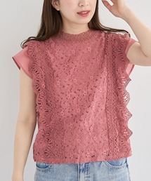 VALENTINO ピンク レース 半袖トップス ヴァレンティノ レース 半袖 トップス シャツ ピンク L VALENTINO