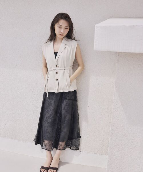 新品タグ付き★STRATAミックスレースアシメギャザースカート STRATA(エストラータ) ミックスレースアシメギャザースカート レディース