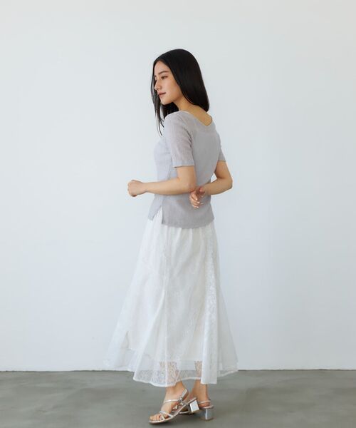 STRATA(エストラータ) ミックスレースアシメギャザースカート レディース