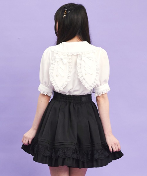 Secret Honey（シークレットハニー）の「レースアップうさ耳半袖ブラウス（シャツ/ブラウス・レディース・ホワイト×ブラック/ブラック/オフホワイト・MEDIUM）」の6枚目の写真