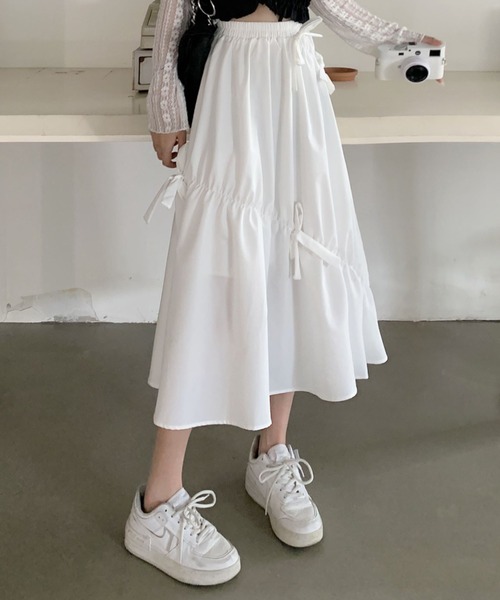 Per sist ence(パーシエンス)の「リボンフレアスカート(スカート・レディース・ホワイト/ブラック・ONE SIZE)」の6枚目の写真