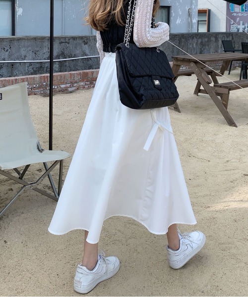 Per sist ence(パーシエンス)の「リボンフレアスカート(スカート・レディース・ホワイト/ブラック・ONE SIZE)」の8枚目の写真