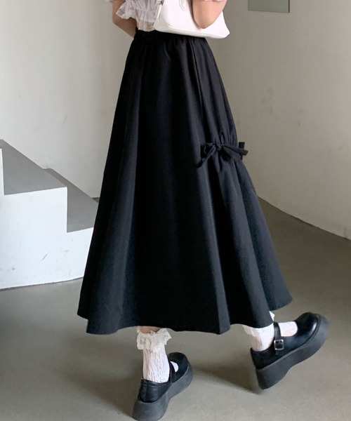 Per sist ence(パーシエンス)の「リボンフレアスカート(スカート・レディース・ホワイト/ブラック・ONE SIZE)」の15枚目の写真