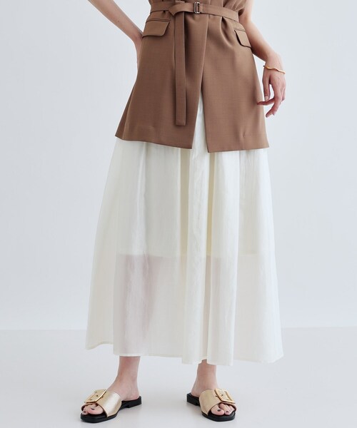 GALLEST(ギャレスト)の「シアーマキシスカート(スカート・レディース・ブラック/オフホワイト/こしょう色系・40/36/38)」の1枚目の写真