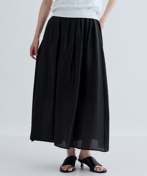 GALLEST(ギャレスト)の「シアーマキシスカート(スカート・レディース・ブラック/オフホワイト/こしょう色系・40/36/38)」の2枚目の写真