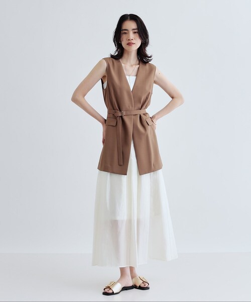 GALLEST(ギャレスト)の「シアーマキシスカート(スカート・レディース・ブラック/オフホワイト/こしょう色系・40/36/38)」の5枚目の写真