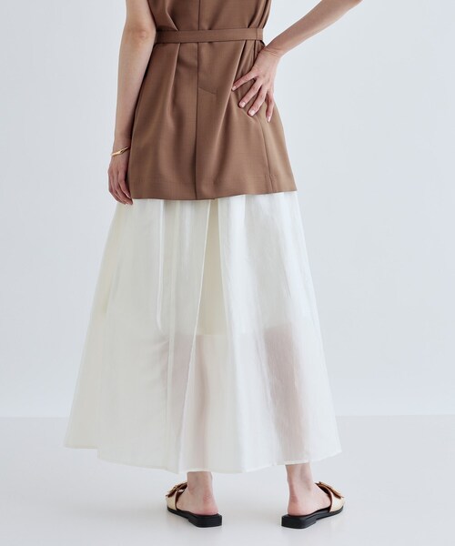 GALLEST(ギャレスト)の「シアーマキシスカート(スカート・レディース・ブラック/オフホワイト/こしょう色系・40/36/38)」の7枚目の写真