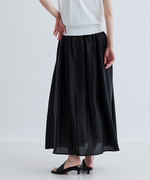 GALLEST(ギャレスト)の「シアーマキシスカート(スカート・レディース・ブラック/オフホワイト/こしょう色系・40/36/38)」の10枚目の写真