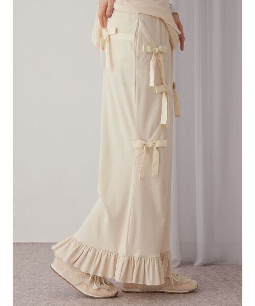 merry jenny（メリージェニー）の「ribbon ribbonリブロングスカート（スカート・レディース・アイボリー/モカ/ブラック・FREE）」の8枚目の写真