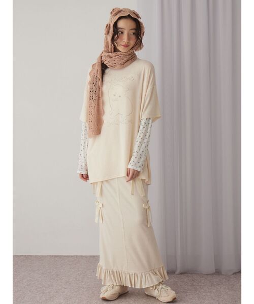 merry jenny（メリージェニー）の「ribbon ribbonリブロングスカート（スカート・レディース・アイボリー/モカ/ブラック・FREE）」の11枚目の写真