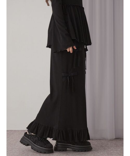 merry jenny（メリージェニー）の「ribbon ribbonリブロングスカート（スカート・レディース・アイボリー/モカ/ブラック・FREE）」の13枚目の写真